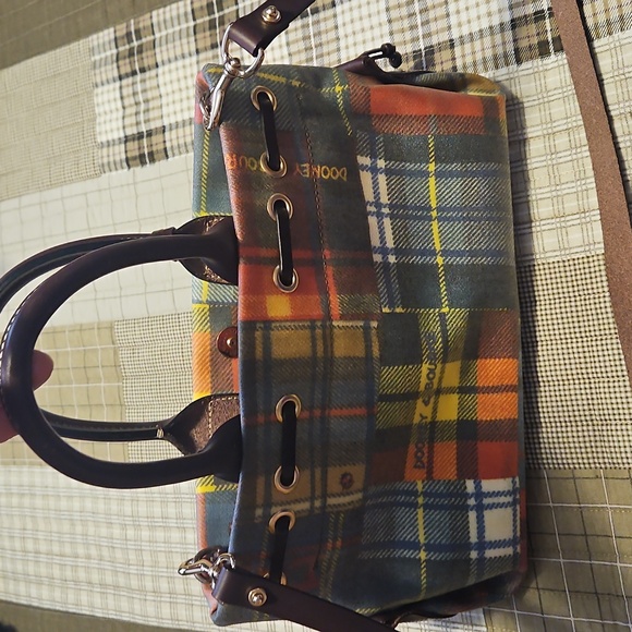 Dooney & Burke Madras Plaid Small Tassel Ladybug Tote Bag / Satchel EUC - Picture 13 of 16